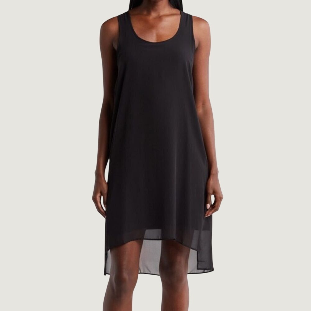 Catherine Catherine Malandrino Black Chiffon Overlay Shift Dress MCD60114A NWT M